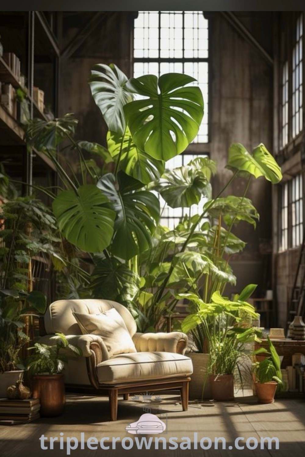A living room adorned with a variety of indoor plants, showcasing inspiring decor ideas for a cozy home. The lush greenery fills the space with life, making it perfect for relaxation. Explore these unique decor inspirations and tips for small spaces at triplecrownsalon.com.
