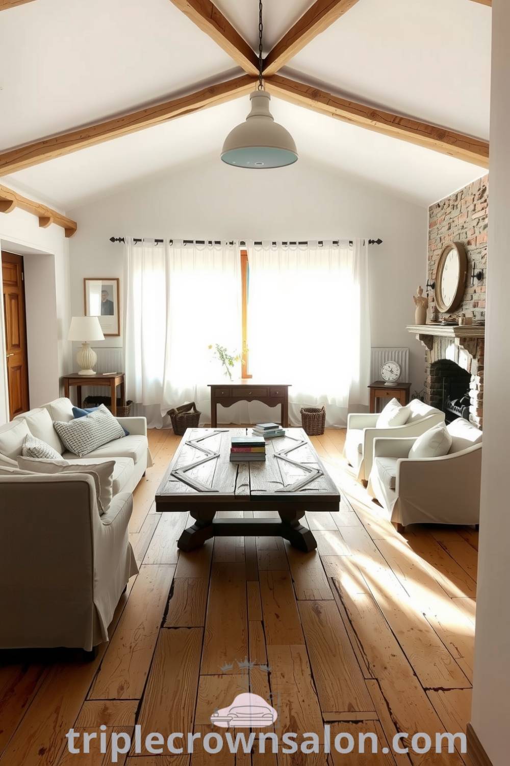 Cozy rustic living room with soft natural light, weathered coffee table, mismatched chairs, and a stone fireplace, showcasing inspiring decor ideas for creating a cozy home atmosphere at fireplacesandwoodstoves.com.