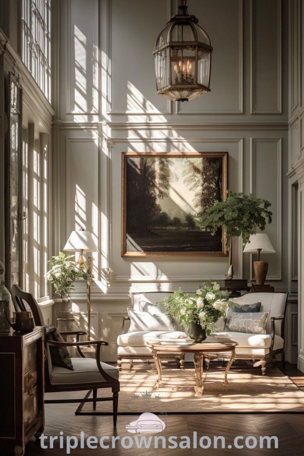 A bright living room featuring sunlit windows, white walls, and wood flooring, embodying modern Parisian interiors and cozy aesthetics. Ideal for inspiring decor ideas for small spaces, this design showcases unique ideas that enhance comfort and style. Explore more cozy home inspirations at triplecrownsalon.com.