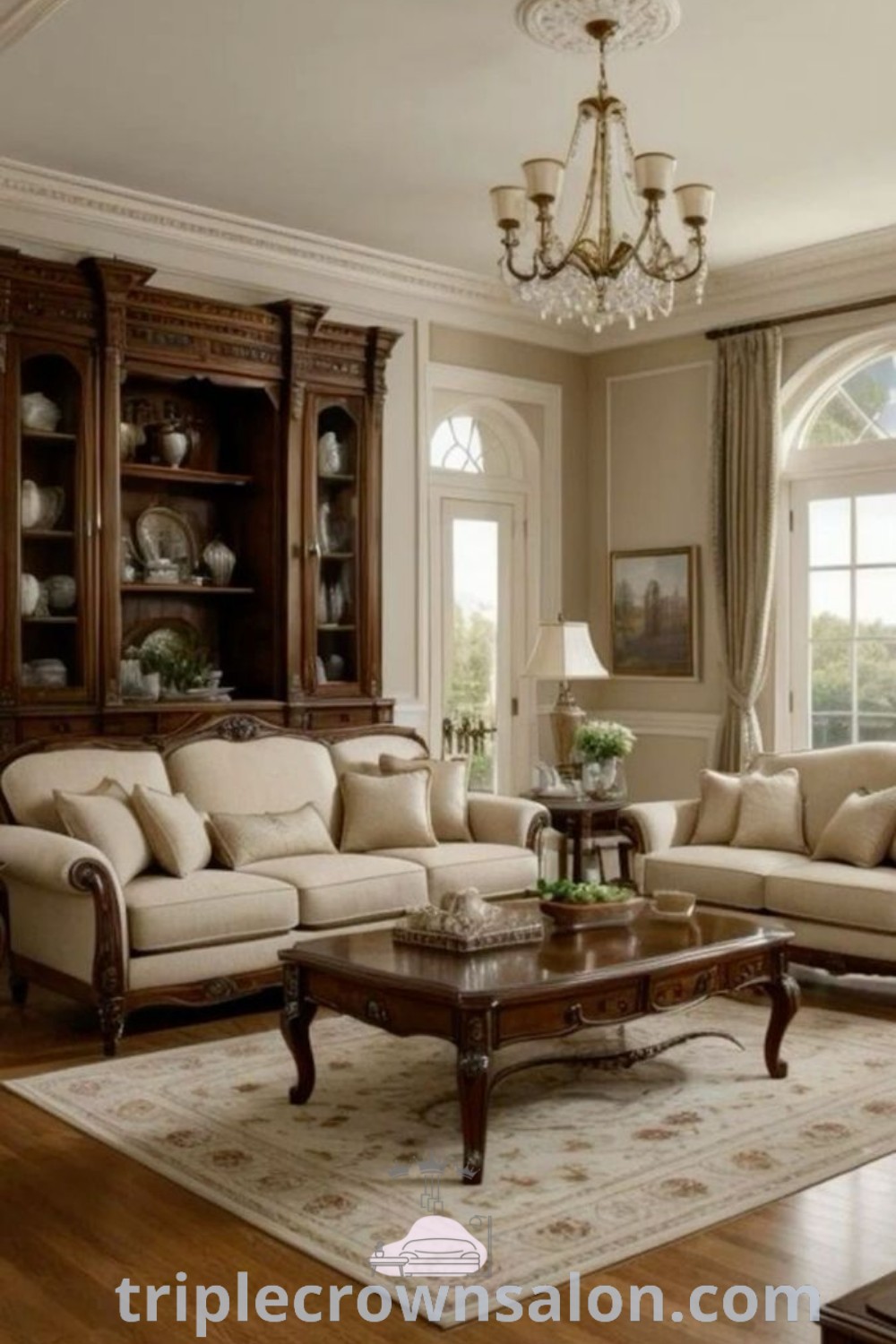 A cozy traditional living room filled with Victoria furniture, classic wall decor, and elegant curtains. This modern traditional style room offers unique ideas and inspirations for cozy home decor. Discover more design ideas at wellnesswink.com.